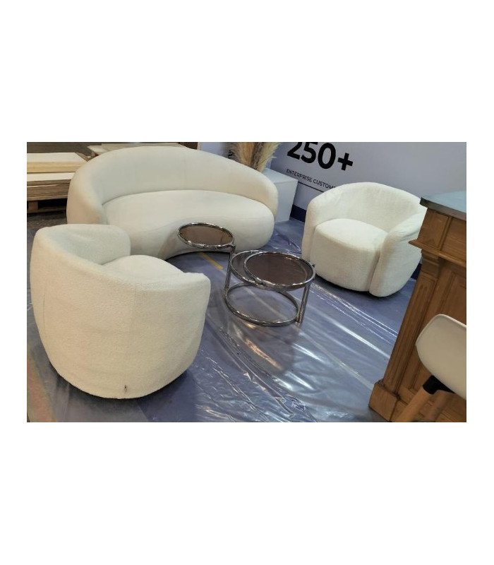 Table basse 3 plateaux ronds acier chromé verre fumé
