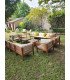 Modular garden sofa 4 seater in solid teak L 240 cm