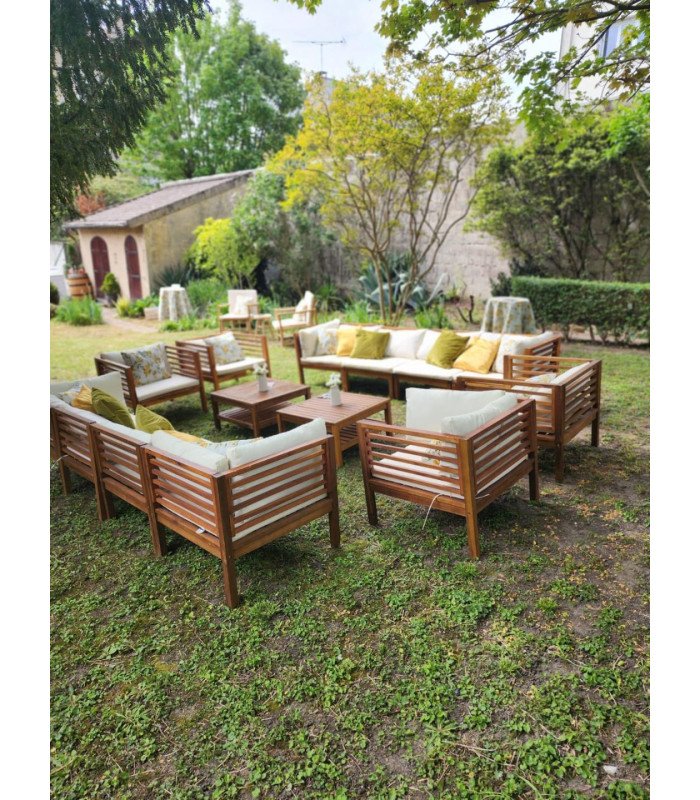 Modular garden sofa 4 seater in solid teak L 240 cm