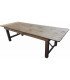 213 cm folding wooden table with wooden top shown on a white background