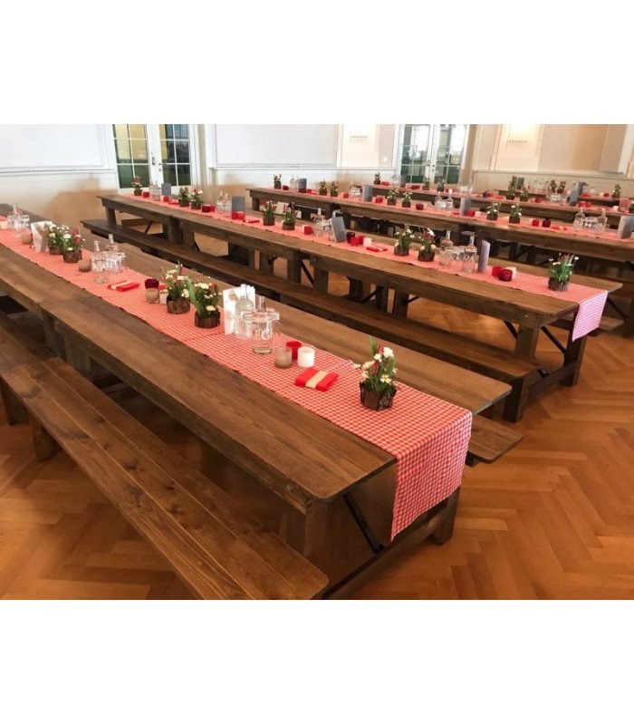 Banc en bois pliant L 213 cm buffet