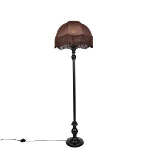 Lampadaire à frange coloris marron 45 cm x H 150 cm