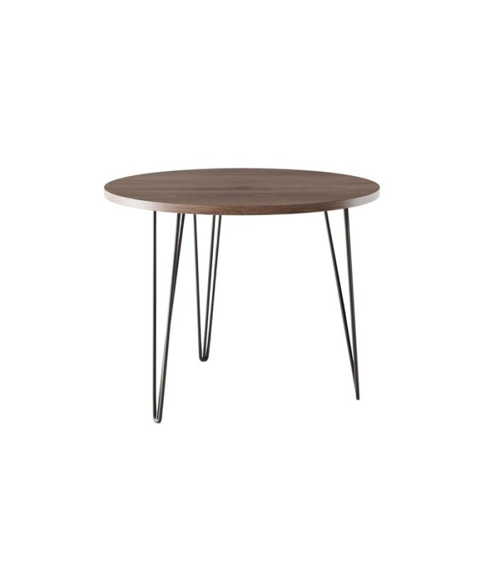 Round metal and wood table D 90 cm