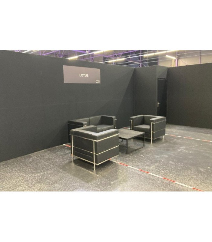 2-seater sofa in black imitation leather L 140 cm