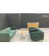 Location fauteuil en velours vert Dan L 89 x H 82 cm
