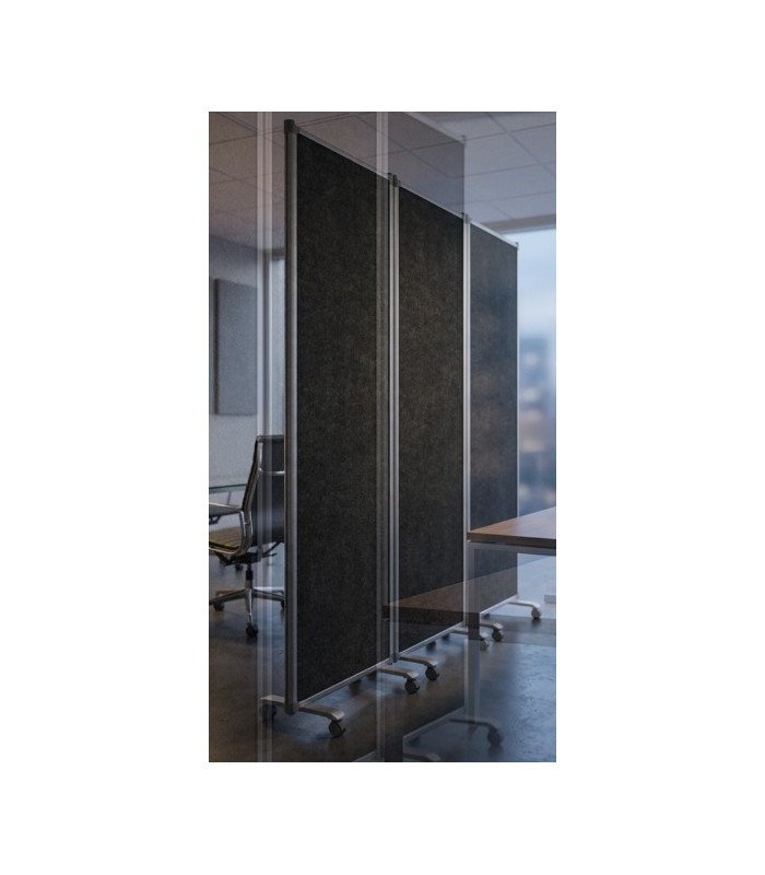 Cloison mobile acoustique 3 volets noir 180 x 180 cm