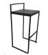 Black metal high stool with black faux leather seat for rent on a white background