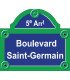 Plaque de rue Paris émaillée avec fronton L 30 x H 26 cm
