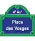 Plaque de rue Paris émaillée avec fronton L 30 x H 26 cm