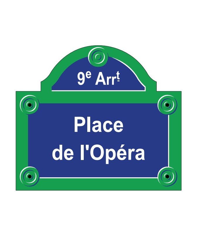 Plaque de rue Paris émaillée avec fronton L 30 x H 26 cm