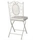 Chaise pliante blanche en fer forgé Fontainebleau vue arrière sur fond blanc avec structure en fer forgé blanc