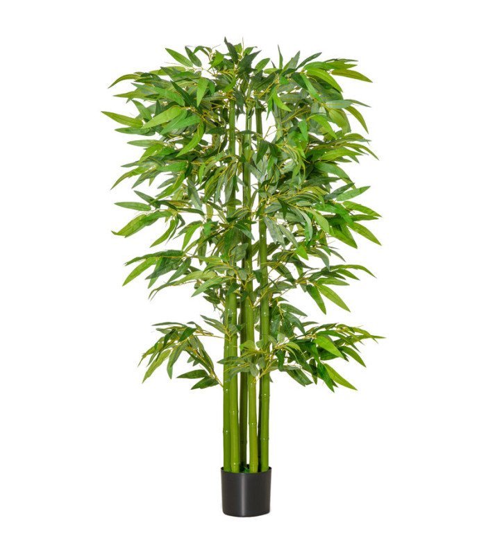 Green artificial bamboo, 180 cm tall, fire-retardant, on a white background