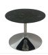 Table basse ronde noire style Tulipe Ø 70 cm sur fond blanc