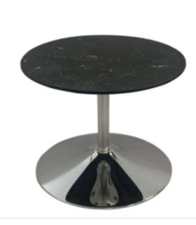 Table basse ronde noire style Tulipe Ø 70 cm sur fond blanc