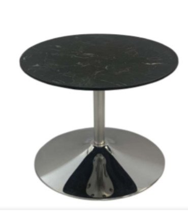 Table basse ronde noire style Tulipe Ø 70 cm sur fond blanc