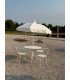Parasol blanc à volants style vintage Diam 200 cm