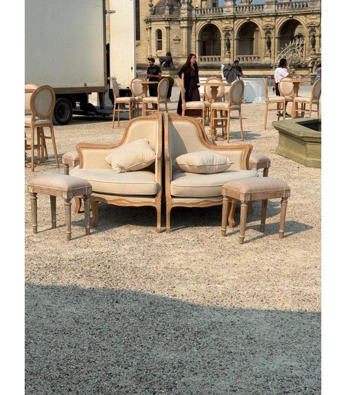Versailles beige fabric corner armchair