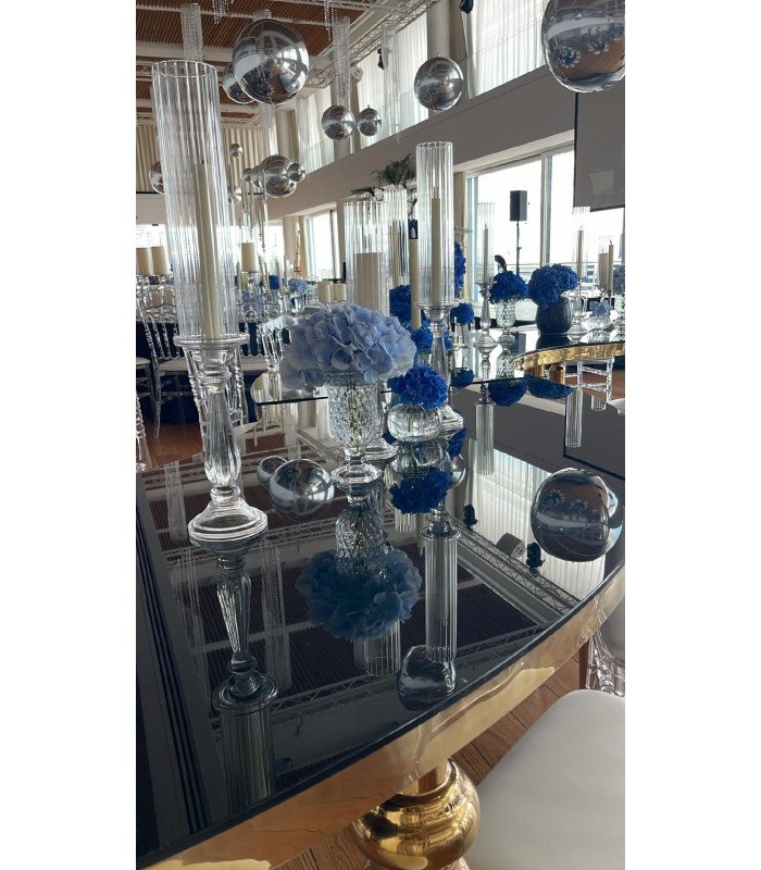 Modular s-shaped table with black top diam 280 cm