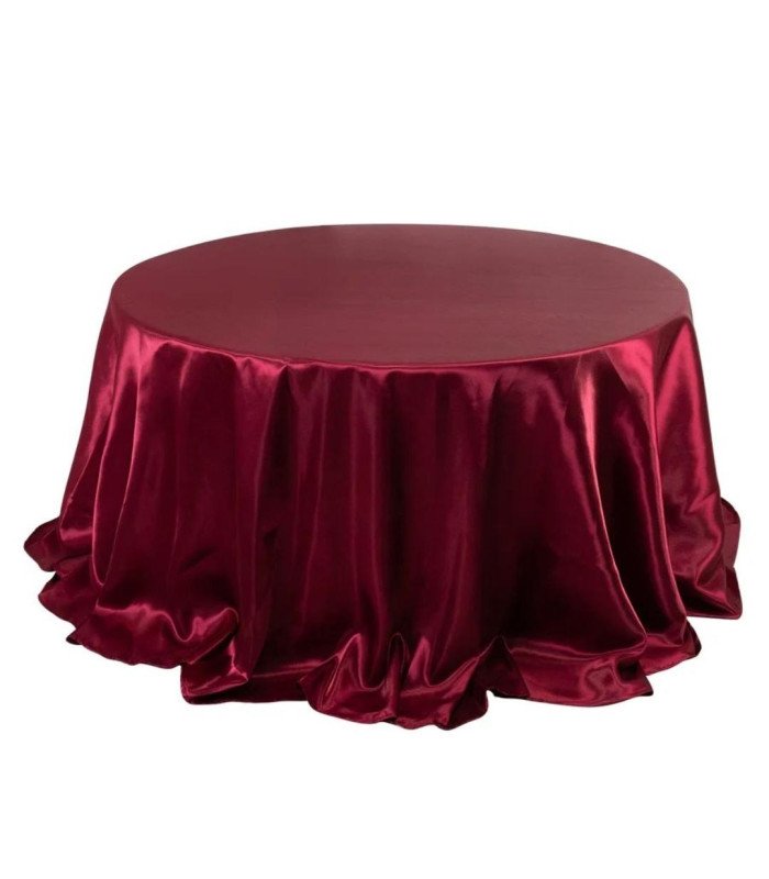 Nappe ronde en velours rouge drappée 3 mètres de diamètre
