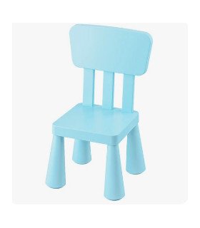 Chaise enfant en plastique bleu