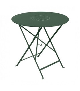 Green Floréal metal round folding garden table, Ø 77 cm, for four guests, for outdoor use