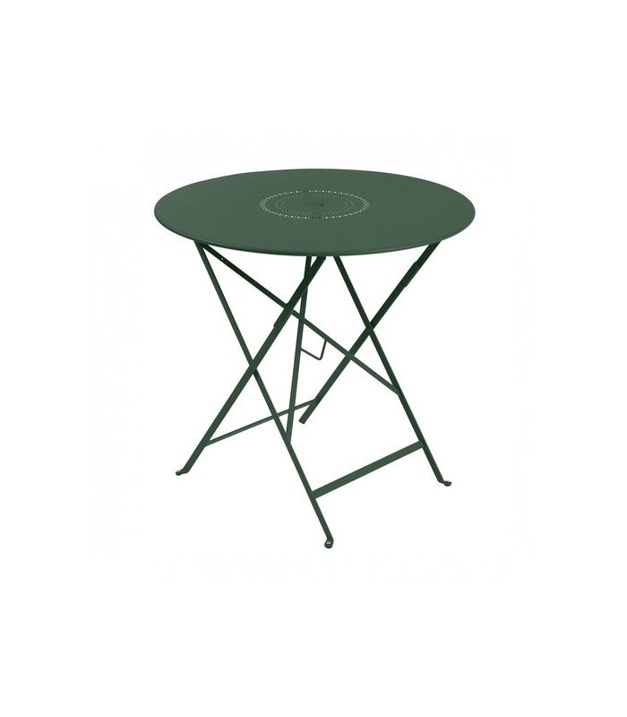 Table de jardin ronde pliante Ø 77 cm en métal Floréal verte pour quatre convives en extérieur