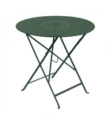 Green Floréal metal round folding garden table, Ø 77 cm, for four guests, for outdoor use