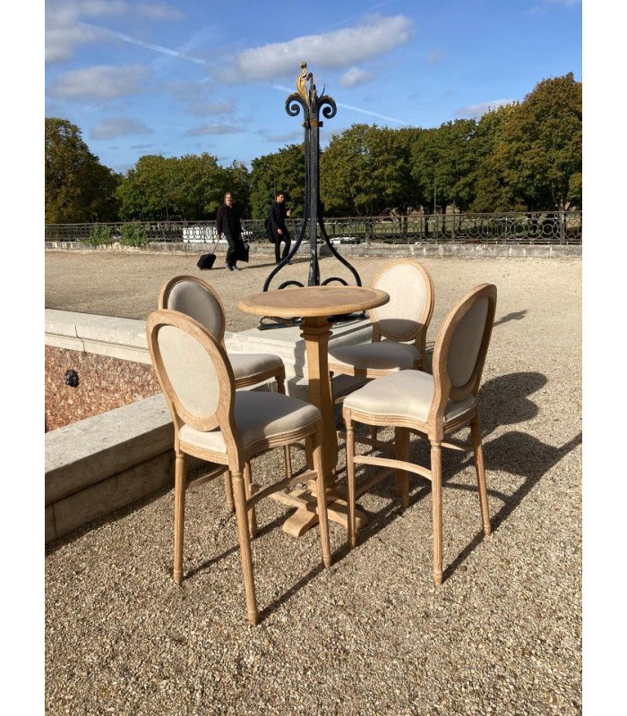 Guéridon haut bois cérusé Chambord Diamètre 60 cm