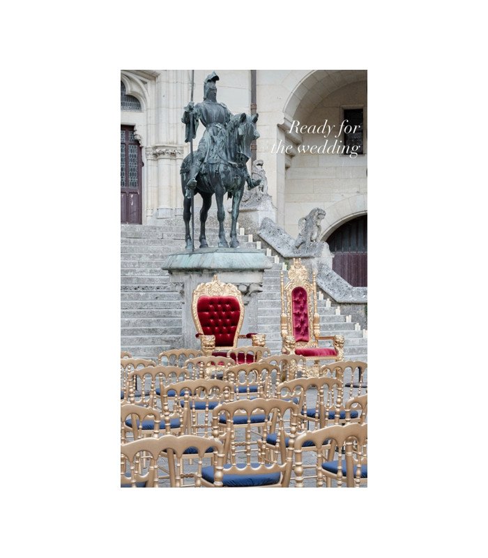 Trône en bois doré et velours rouge
