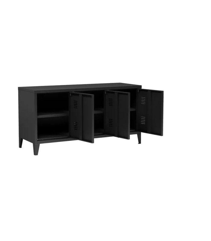Meuble TV en métal noir style industriel L 113 cm
