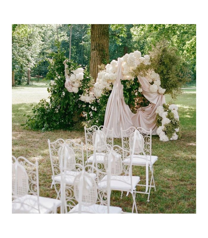 Chaise pliante blanche en fer forgé Fontainebleau