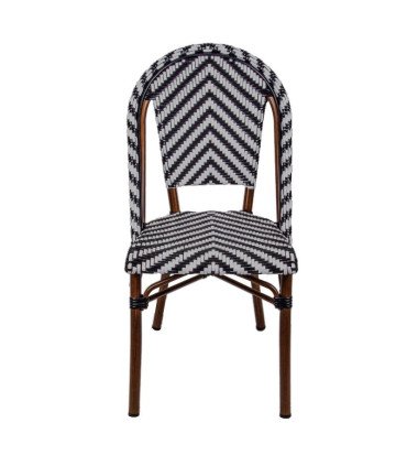 Chaise en rotin noir et blanc terrasse parisienne location