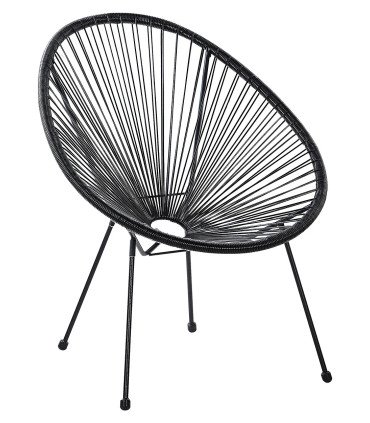 Fauteuil de jardin imitation rotin noir acapulco
