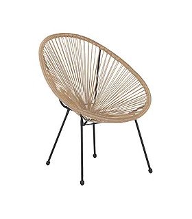 Round synthetic rattan garden armchair