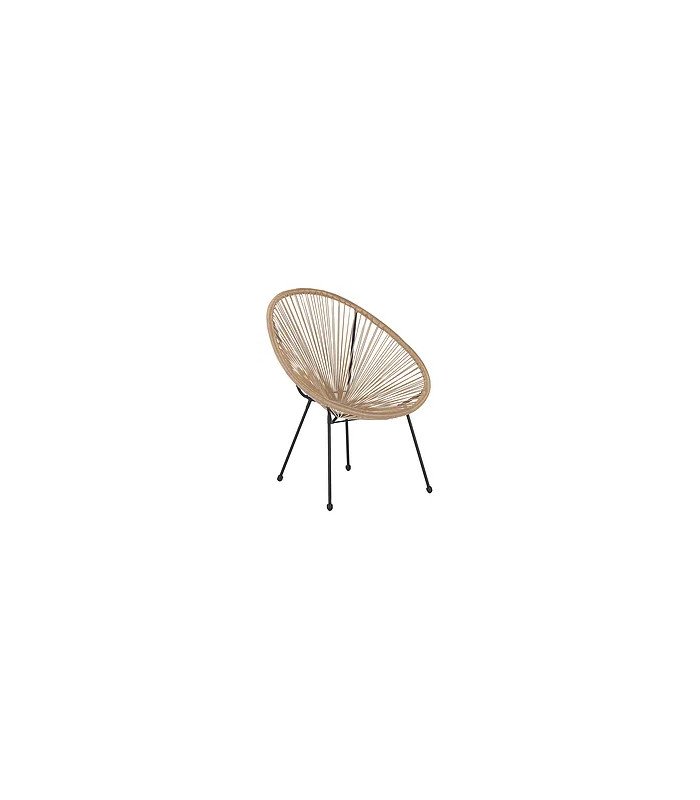 Location fauteuil de jardin rond en rotin miel avec coussin d'assise et coussin de dos noirs, 126 Events