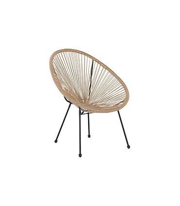 Location fauteuil de jardin rond en rotin miel avec coussin d'assise et coussin de dos noirs, 126 Events
