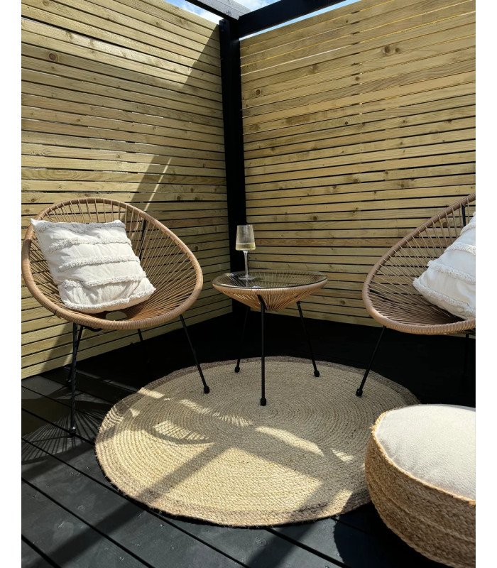 Round synthetic rattan garden armchair