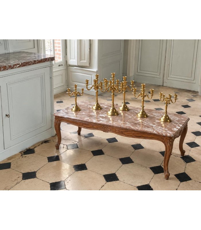 Table basse cérusée style Louis XV 120 x 60 cm