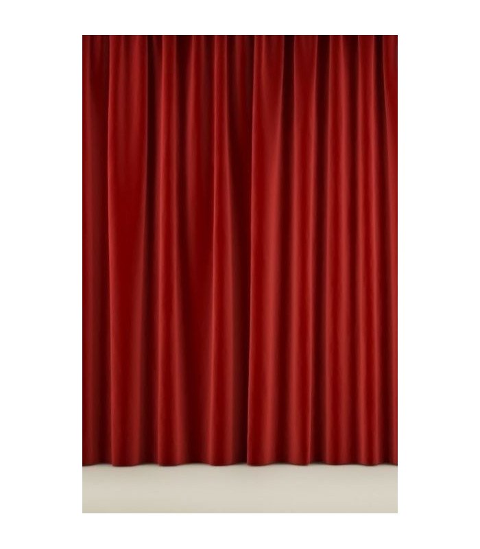 3m x 3m red velvet stage curtains on a white background, M1 fireproof model, available for rent from 126 Events