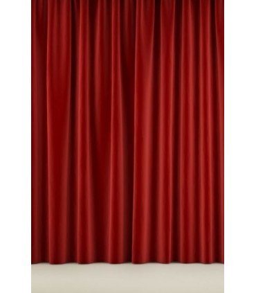 3m x 3m red velvet stage curtains on a white background, M1 fireproof model, available for rent from 126 Events