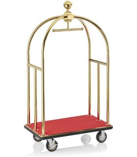 Location chariot à bagages d'hôtel doré et rouge