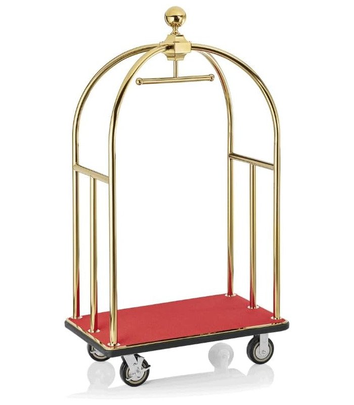 Location chariot à bagages d'hôtel doré et rouge