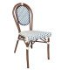 Chaise bistrot empilable aspect rotin Modèle Bastille crème et bleu