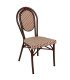 rental of brown and red bamboo patio chairs