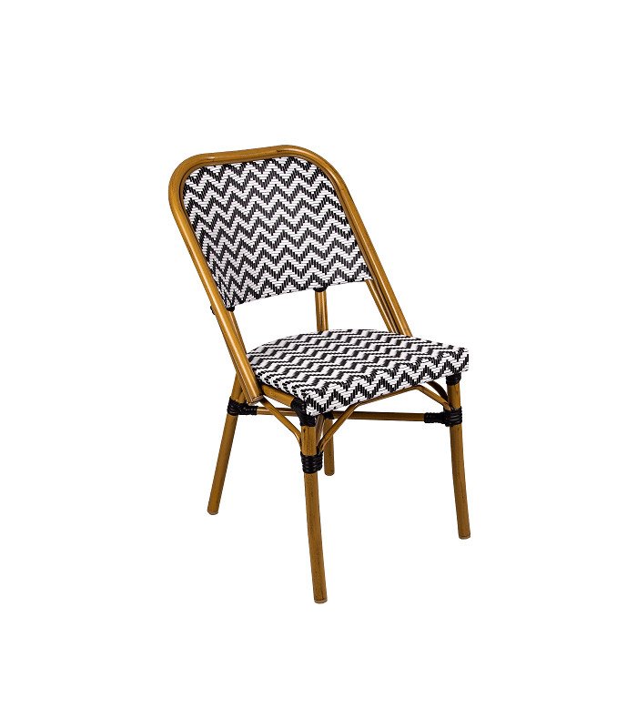 TROCADERO black and white woven bistro chair