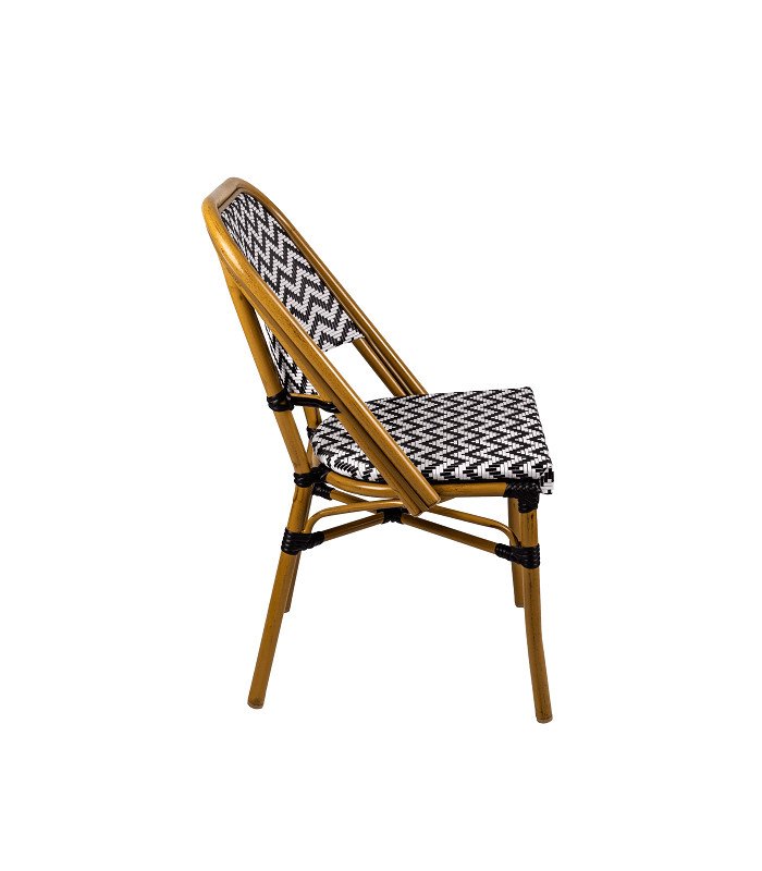 TROCADERO black and white woven bistro chair
