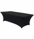 2 m black spandex cover for a 200 x 80 cm buffet table, corners fitted over the legs, rental by 126 Events
