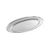 plateau de service ovale en inox sur fond blanc