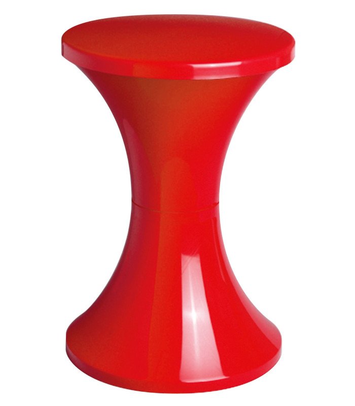 Tabouret tam tam rouge en plastique Ø 30 x H 45 cm, assise basse en sablier à louer chez 126 Events