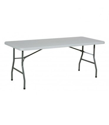 Table rectangulaire pliante blanche 180 cm en polyéthylène avec structure en acier mobilier événementiel